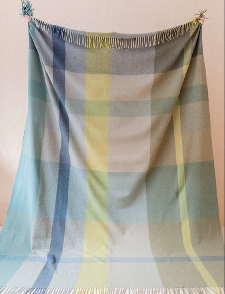 TBCo Recycled Wool XL Blanket In Green Oversized Patchwork Check