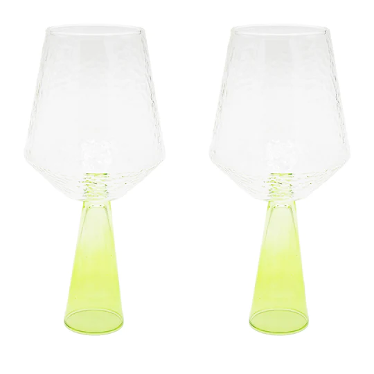Brut Homeware Claude Wine Glasses - Green - Set of 2