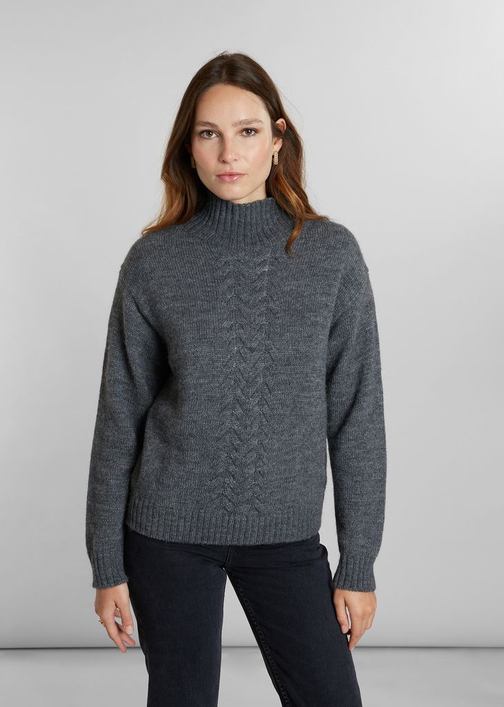L’Exception Paris Virgin Wool Thick Cabled Stand-up Collar Jumper