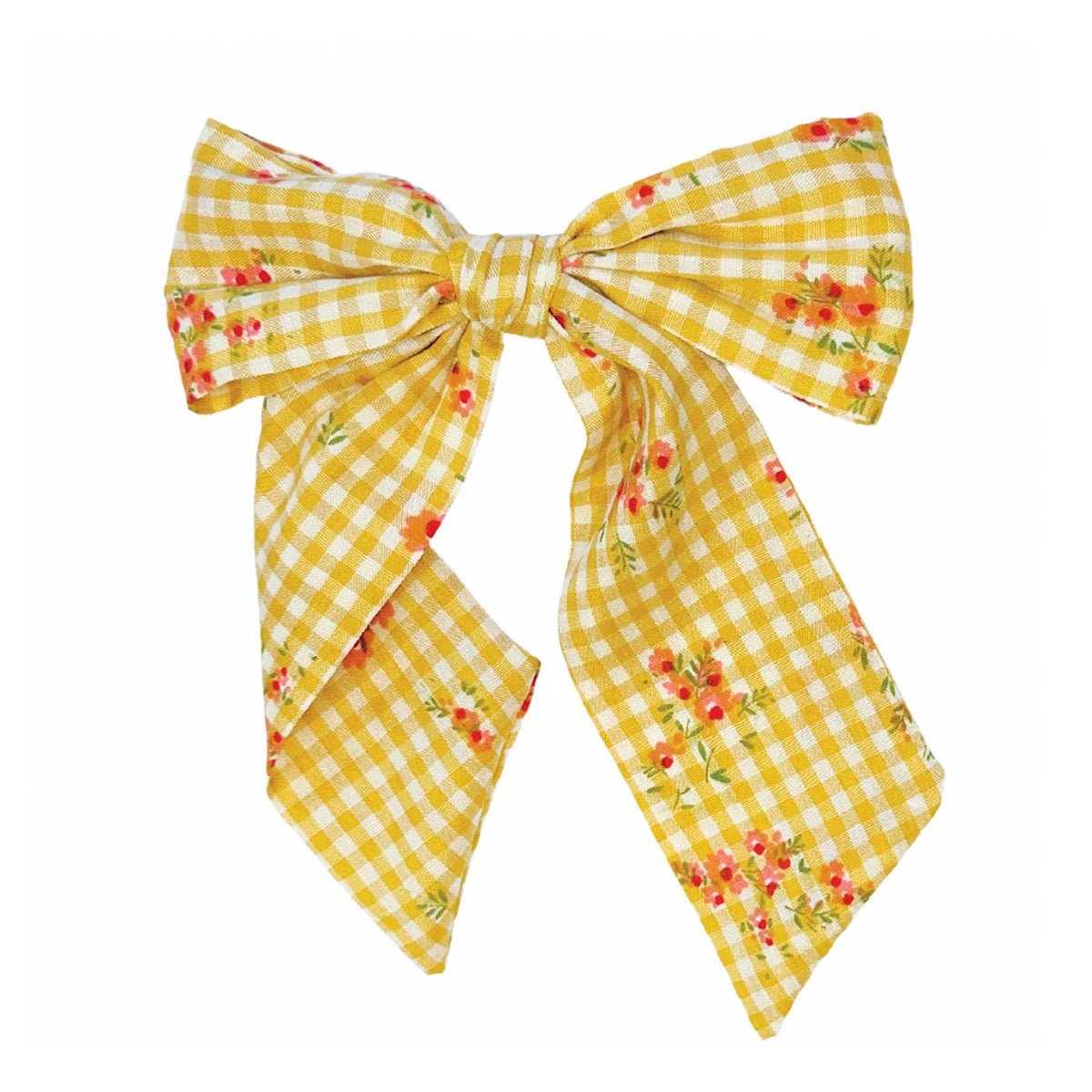 Rockahula Rockahula Floral Gingham Long Bow Clip