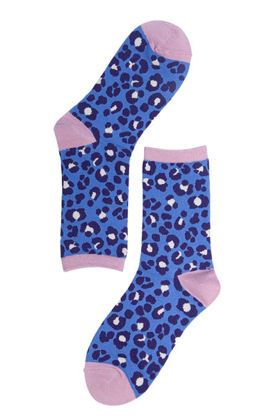 Sock Talk Bamboo Leopard Print Socks | Blue