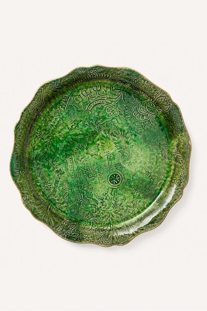 Sthal Round Serving Plate In Seaweed