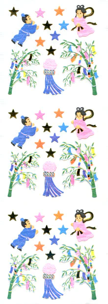 www.Japan-Best.net Jc207 Washi Tanabata Stickers with Gold Foil  