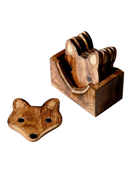 Sass & Belle  Wooden Fox Coasters Set of 6
