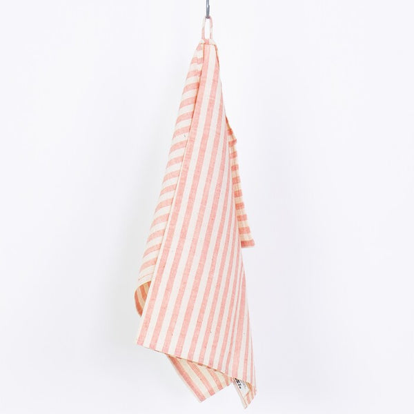 Afroart Eco Blockstripe Towel - White & Pink