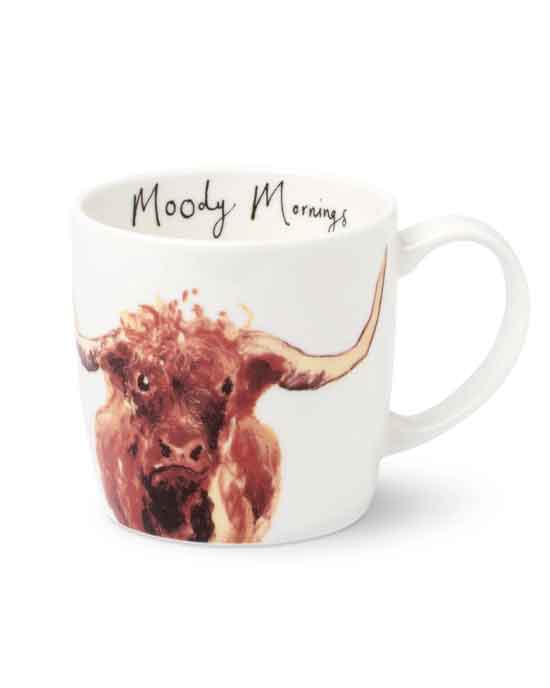 Anna Wright Moody Mornings Cow Mug