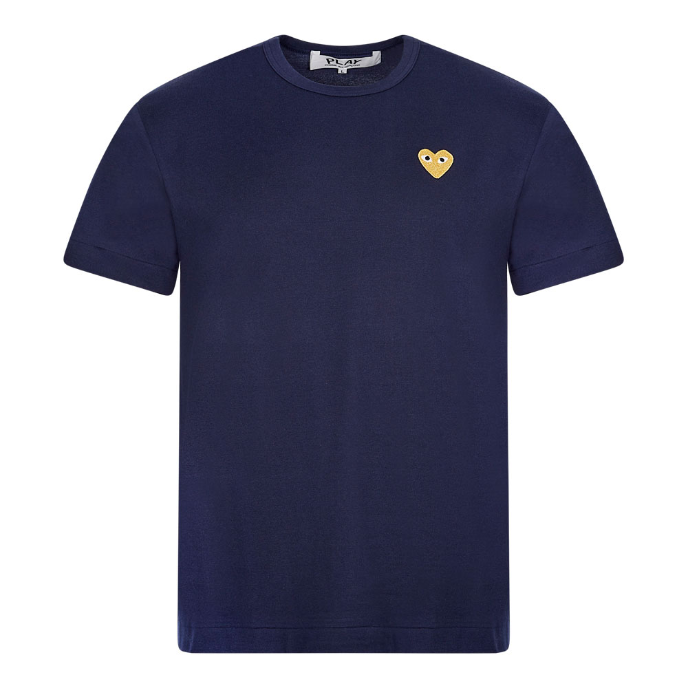 Comme Des Garcons Play Gold Heart Logo T-Shirt - Navy