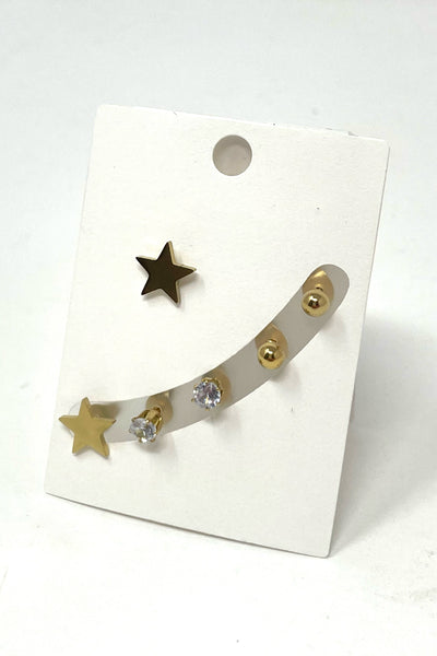Mermaid Accessories Set Of Three Gold Stud Earrings