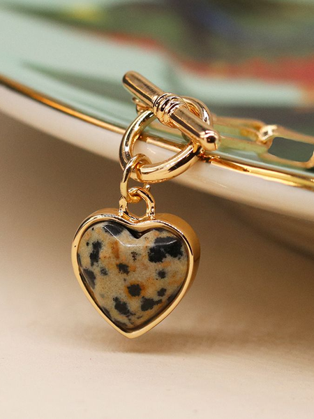POM Dalmation Effect Heart T-bar Necklace