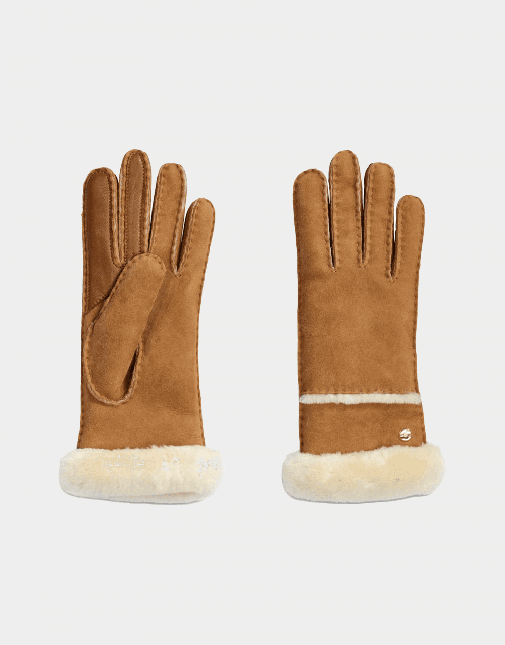 UGG W Sheepskin Embroidery Gloves Size: L, Col: Chestnut