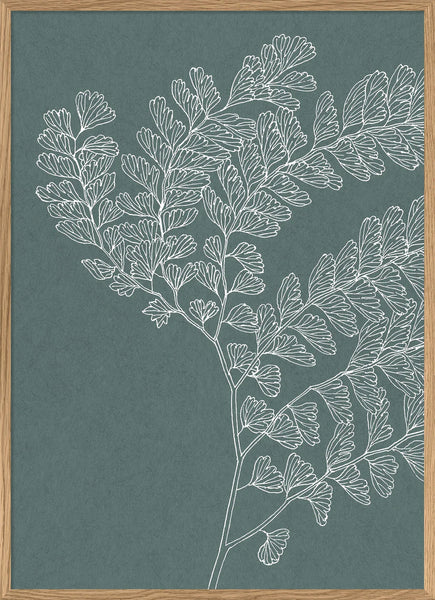 The Dybdahl Co. Fern Leaf Print Green | Oak Framed
