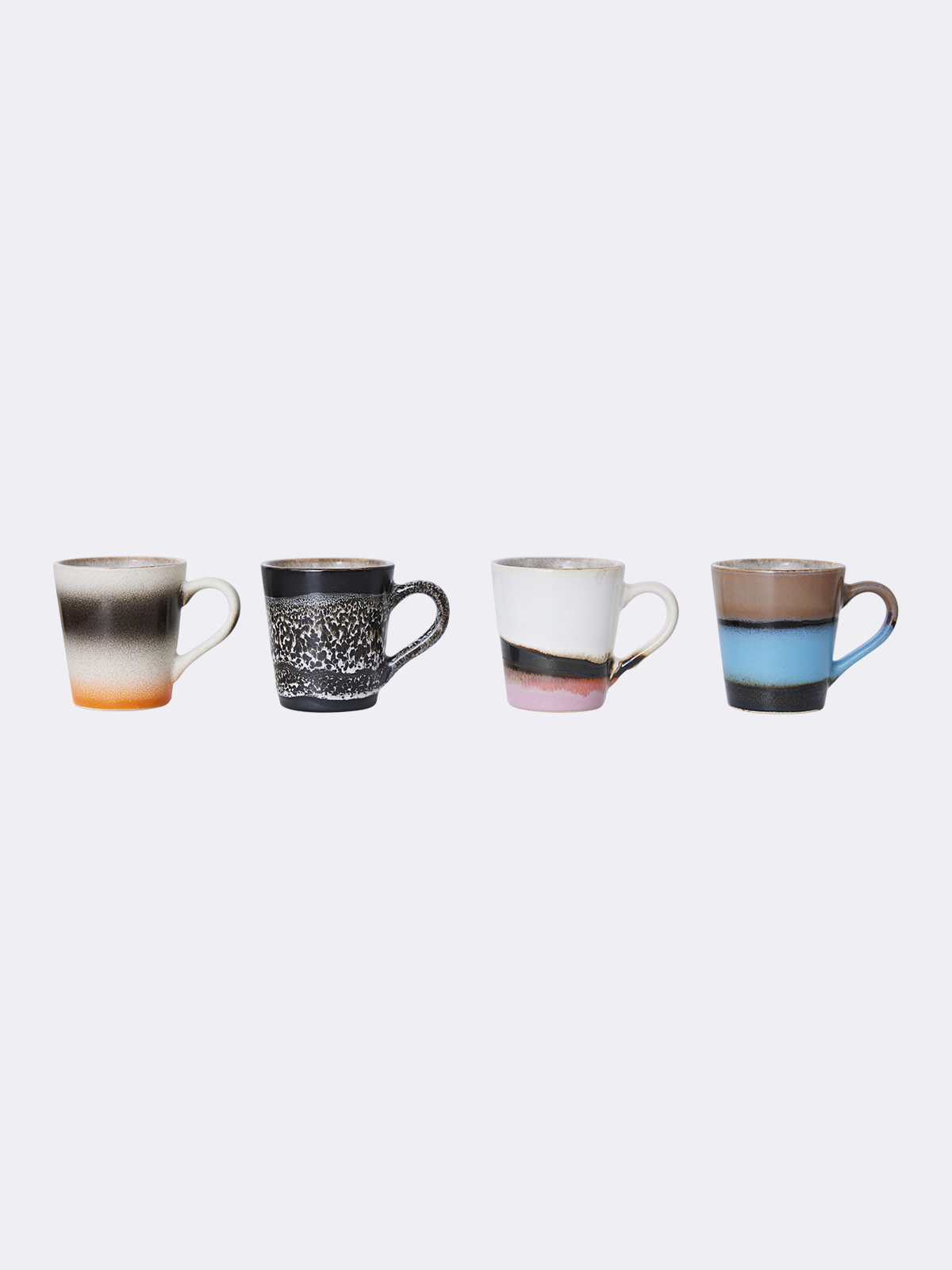 HK Living 70s Ceramic Espresso Funky Mugs - Set of 4