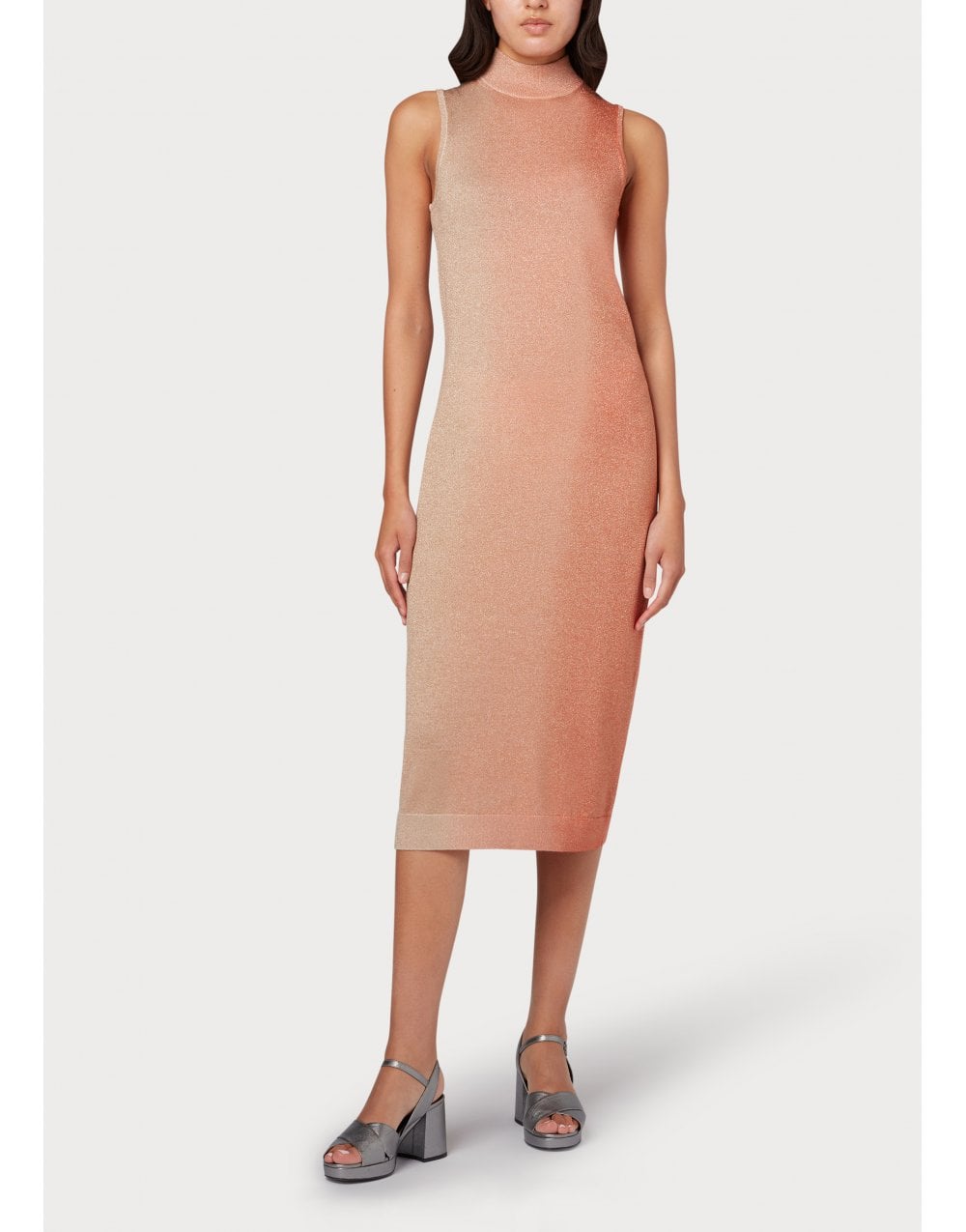 Paul Smith High Neck Ombre Sparkle Knitted Dress Col: 15 Goose Beak