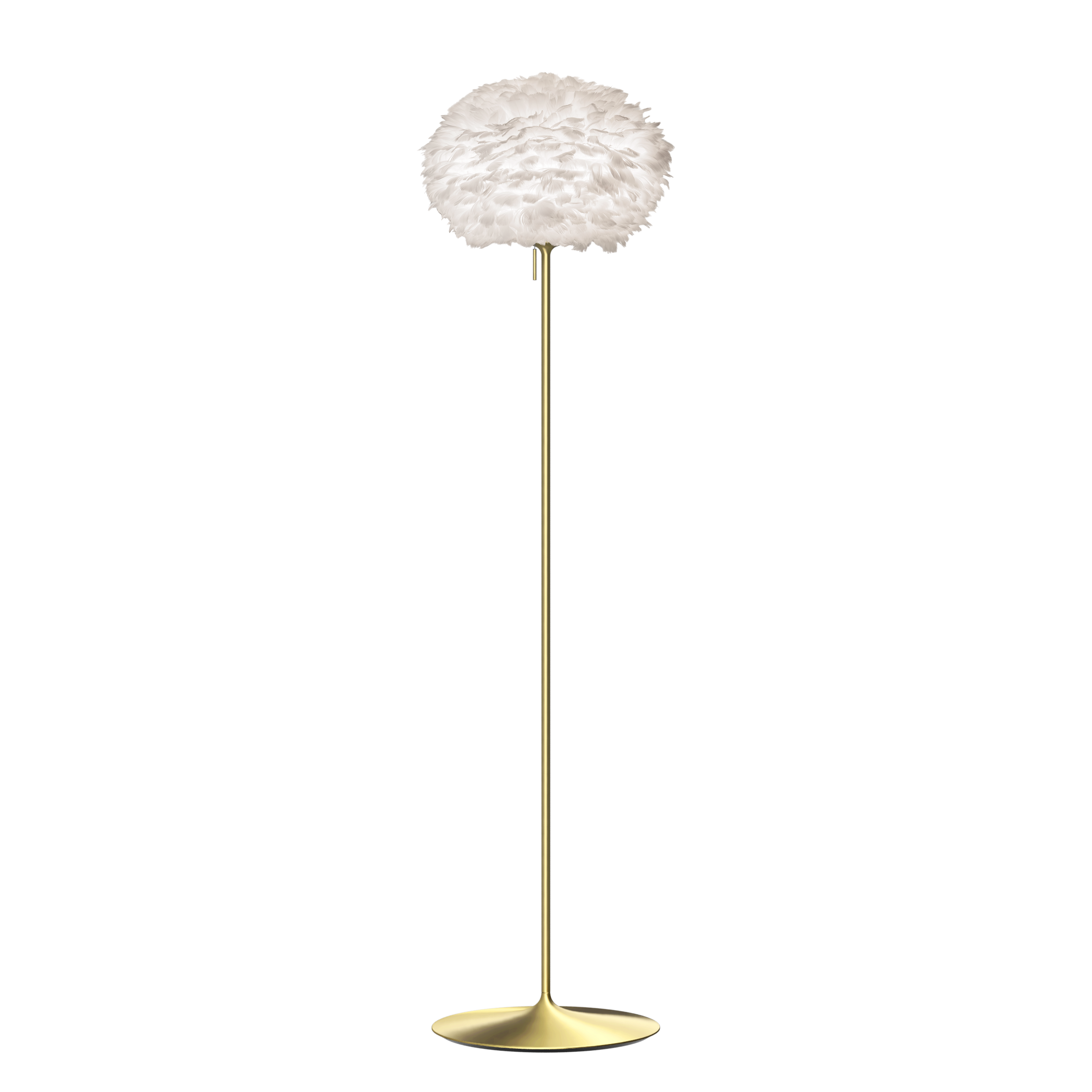 UMAGE Medium White Feather Eos Floor Lamp with Brushed Brass Santé Stand
