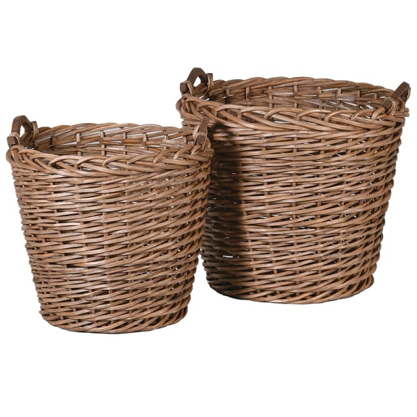 Marram Trading  Willow Basket with Wooden Handle Large