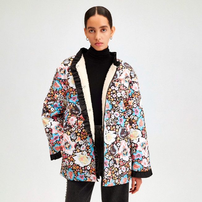 Touche Prive Fleece Lined Floral Jacket 