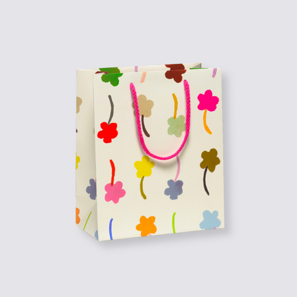 Red Cap Flipping Flowers Gift Bag