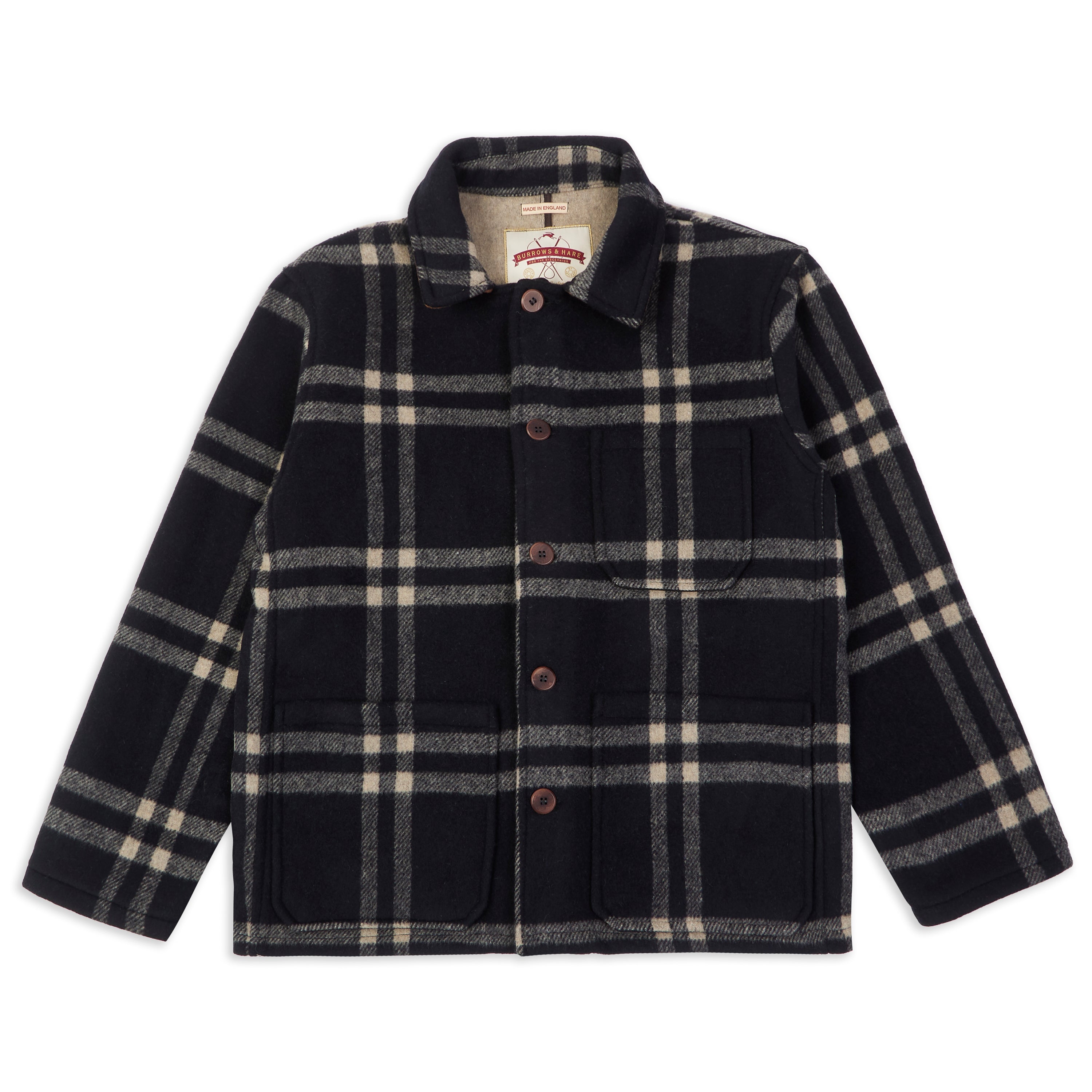 Burrows & Hare  Wool Workwear Jacket - Navy Check