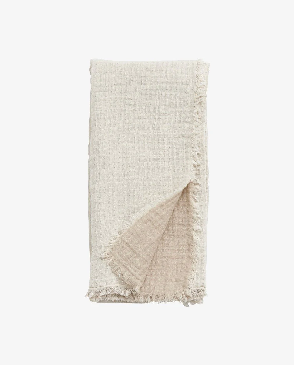 Nordal Cotton Shawl/Blanket, Off White/Beige, 130x160cm