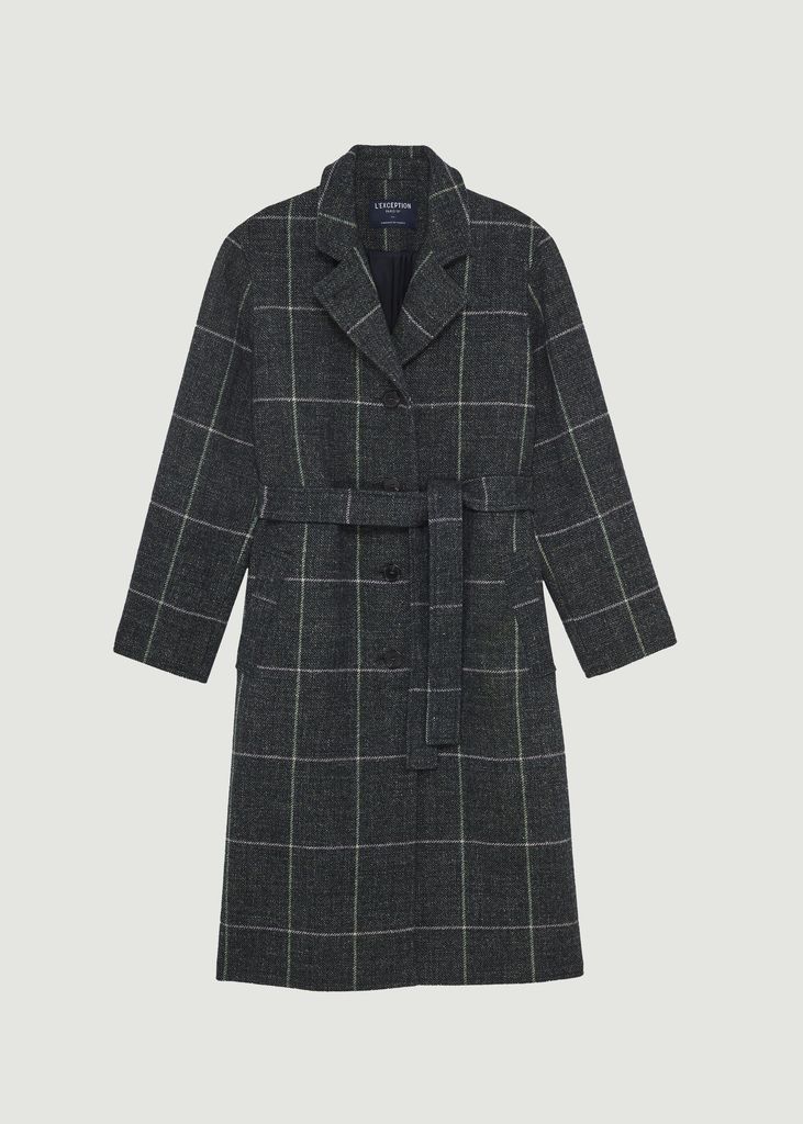 L’Exception Paris Straight Belted Checked Overcoat Made In France