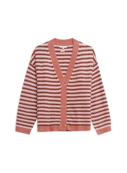 Yerse Dolo Striped Cardigan In Tonos Rosas From