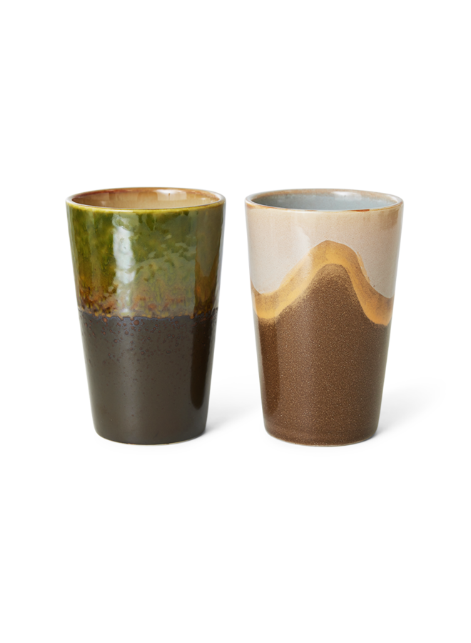 HK Living 4 tea mugs, fuse (2 sets with 2 different colors), 70s ceramics