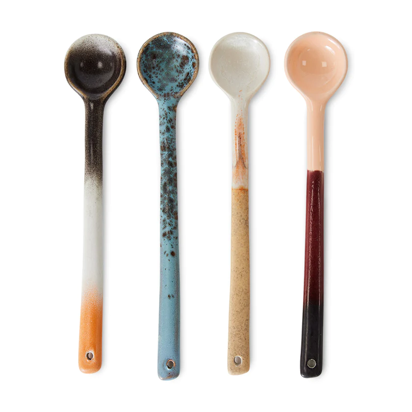 HK Living 8 spoons L, breeze (2 sets with 4 different colors), 70s ceramics