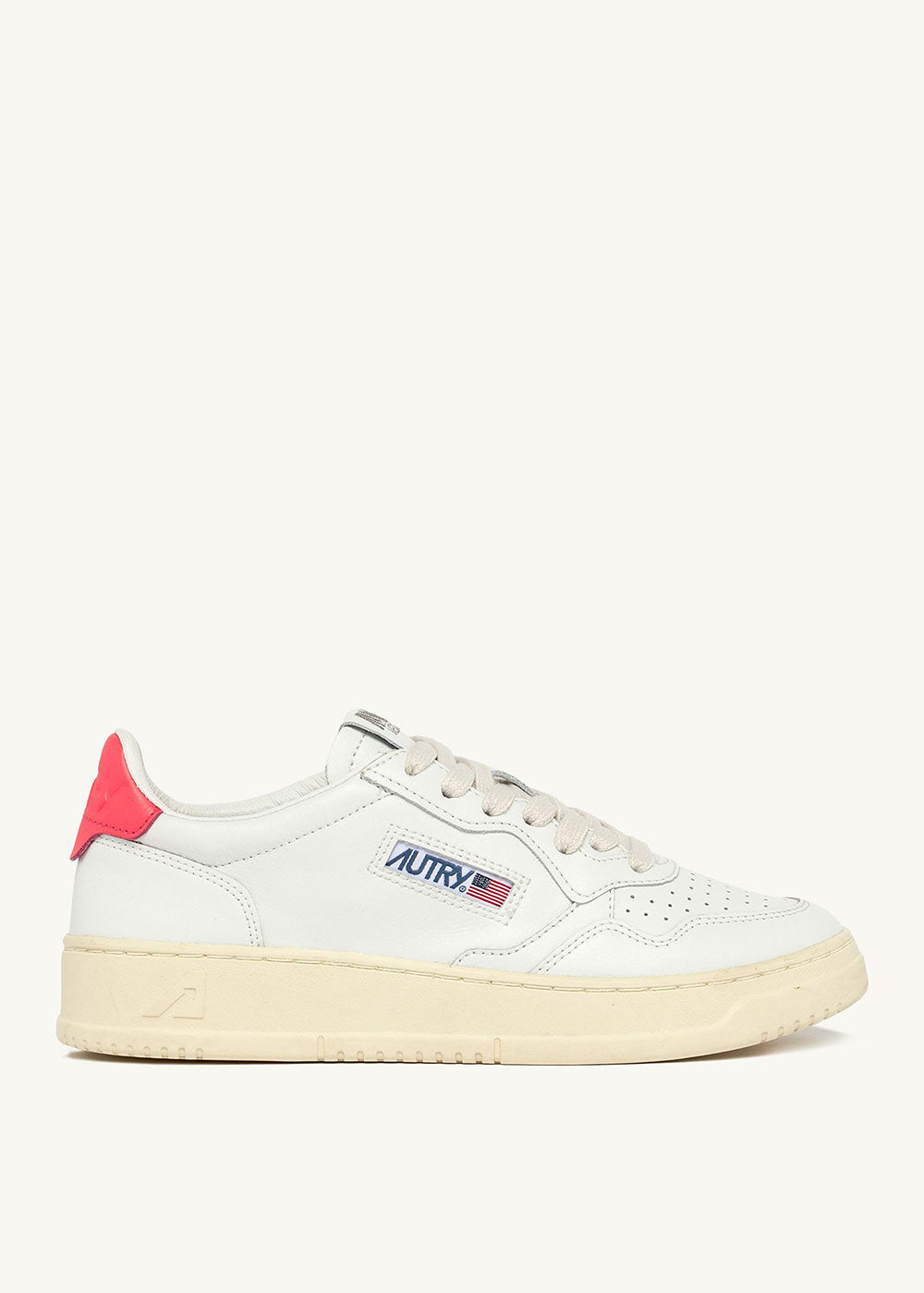 Autry Medalist Leather Sneakers - White / Coral
