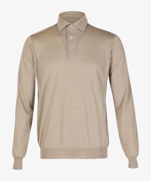FILIPPO DE LAURENTIIS Ecru Cotton & Cashmere Long Sleeve Knitted Polo PL1MLPAR 040
