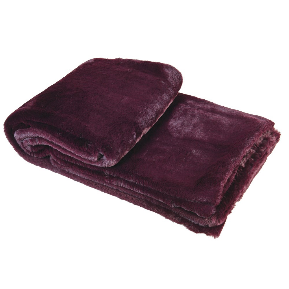 Faux Fur Throw in Deep Mulberry 
