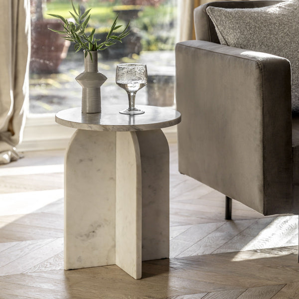 Distinctly Living Pisa - Marble Side Table - White Or Black