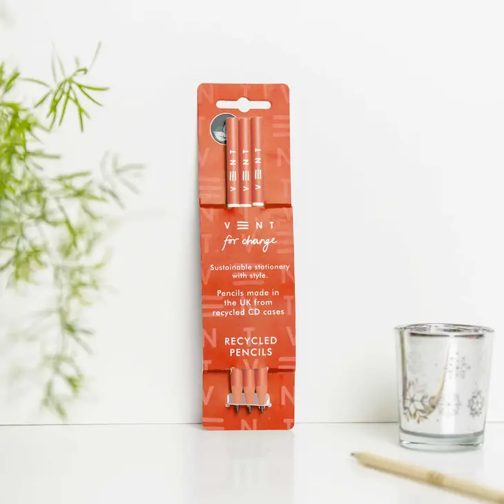 VENT for change Pencils Pack of 3 Recycled - Make a Mark Orange