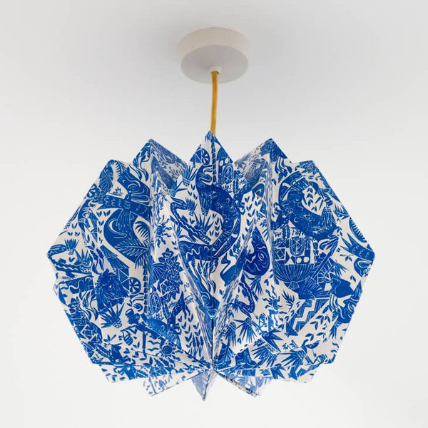 AARVEN Hand-Folded Paper Lampshade - Blue Safari Orbit