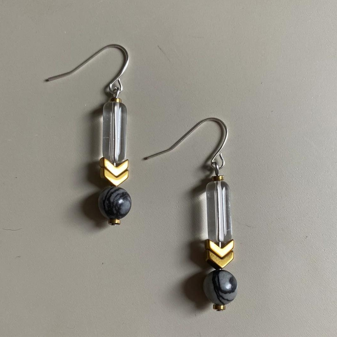 New Arrivals Gist Drop Earring Clear/gold/grey