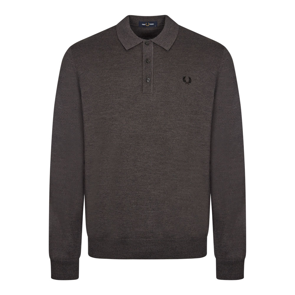 Fred Perry Classic Knitted Shirt - Dark Grey Marl