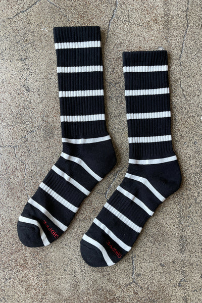 Le Bon Shoppe Extended Boyfriend Black Stripe Socks