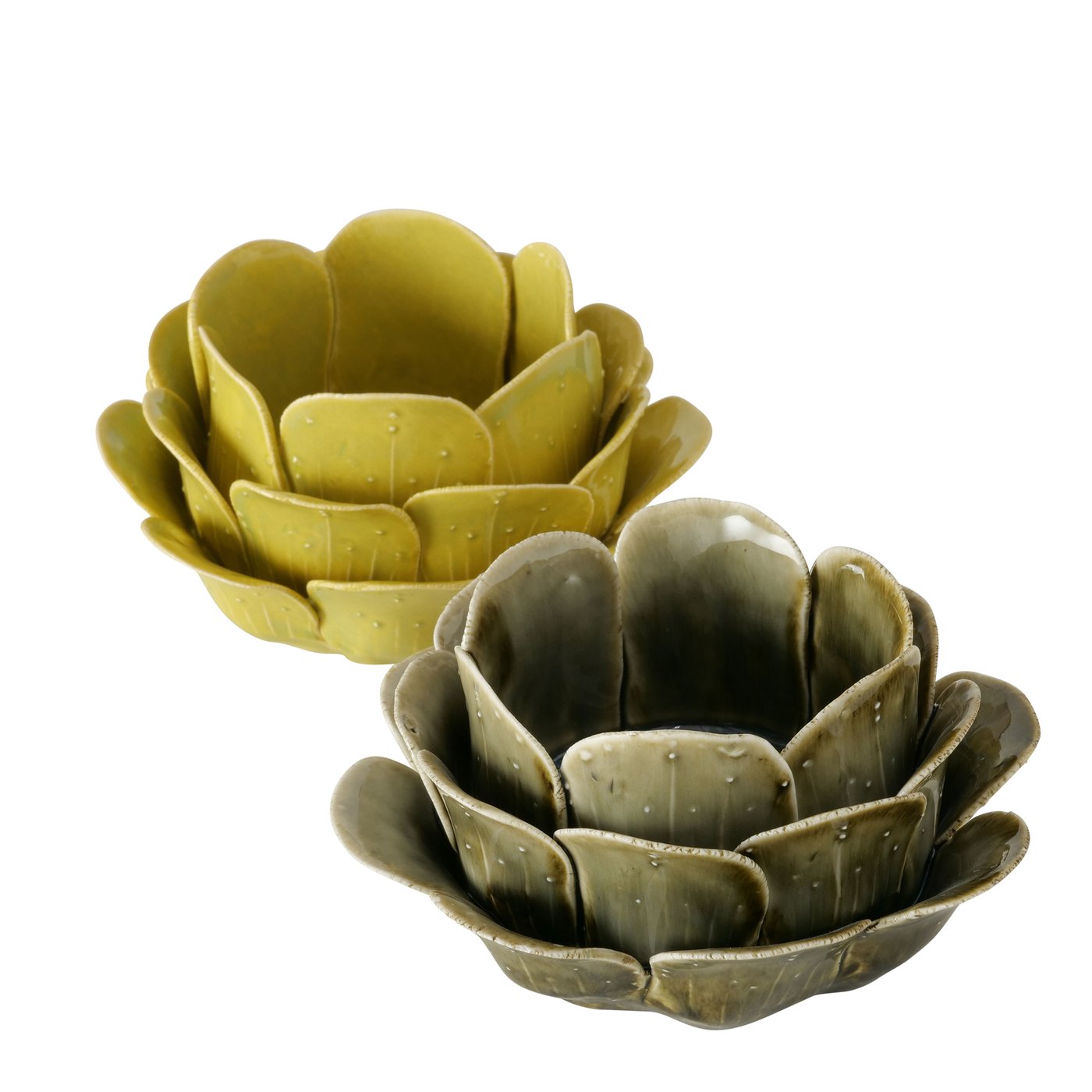 &Quirky Ceramic Flower Candle Holder : Light Green or Dark Green