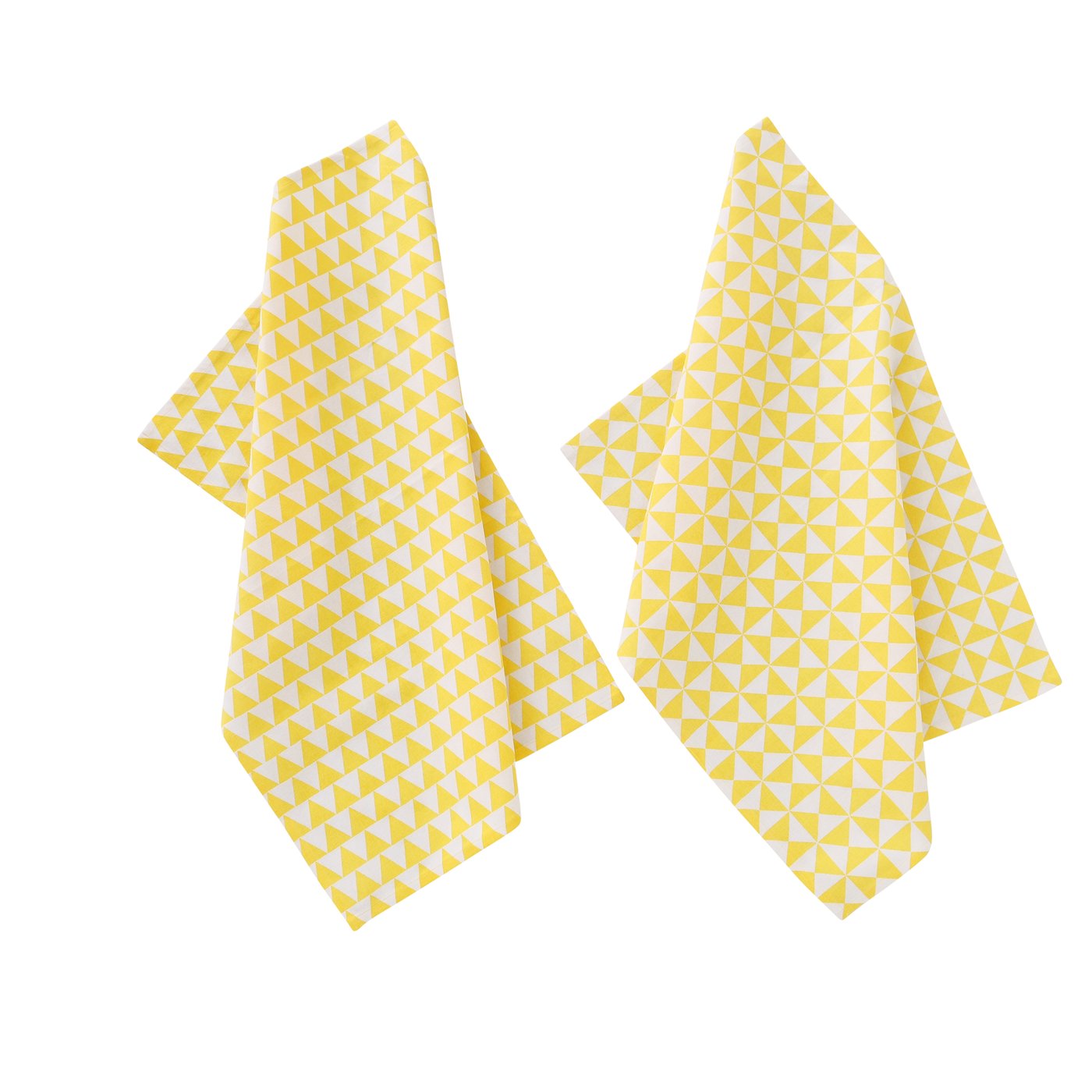 &Quirky Colour Pop Yellow Geometric Tea Towel : Triangles or Bows
