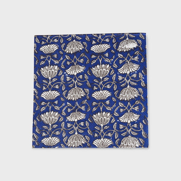Opjet Paris Blue Flower Block Print Paper Napkin X20