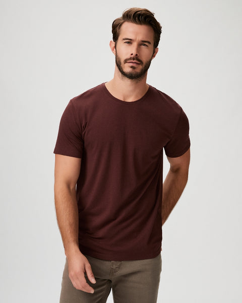 Paige  Cash Crew Neck T-Shirt In Deep Aubergine M689e12-b195