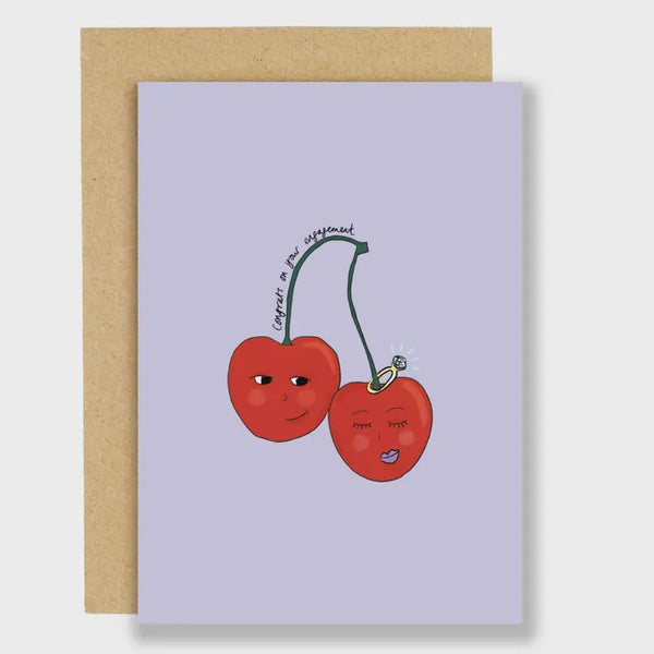 Eat the Moon Cute Cherries Engagement Card