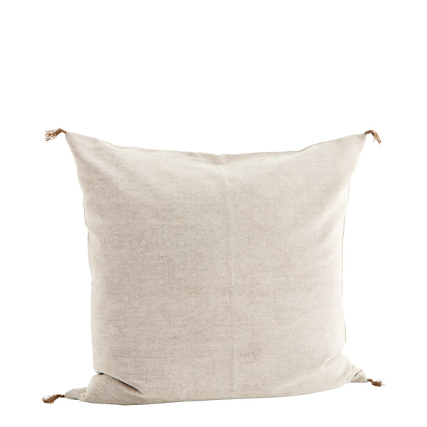 Madam Stoltz Washed Cotton Cushion In Light Taupe