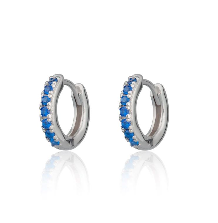 Scream Pretty  Huggie Earrings With Blue Stones