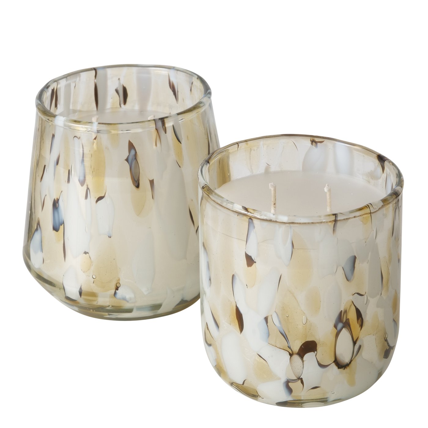 &Quirky Tortoiseshell Effect Glass Candle Pot : Round or Tumbler