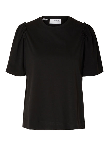 Selected Femme Slfpenelope Black Ruffle T-shirt