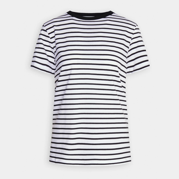 Selected Femme | Striped Organic Cotton T-shirt | Black