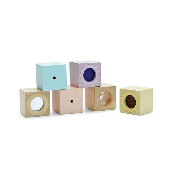Plan Toys : Wooden Pastel Sensory Blocks