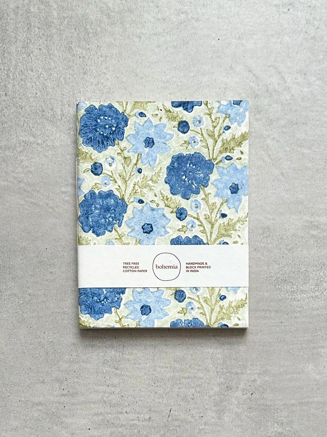 Bohemia Designs Recycled Cotton Floribunda A5 Notebook - Sage 