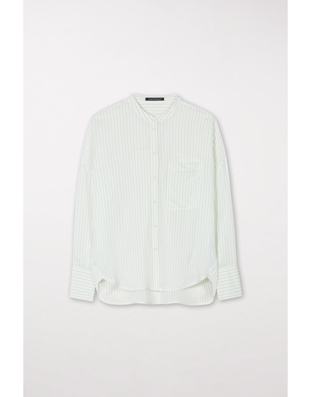 Luisa Cerano Stripe Grandad Collar Shirt Col: Green