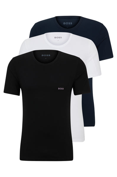 Hugo Boss Boxed 3 Pack of Branded Underwear T-Shirts In Cotton Jersey 50509255 982